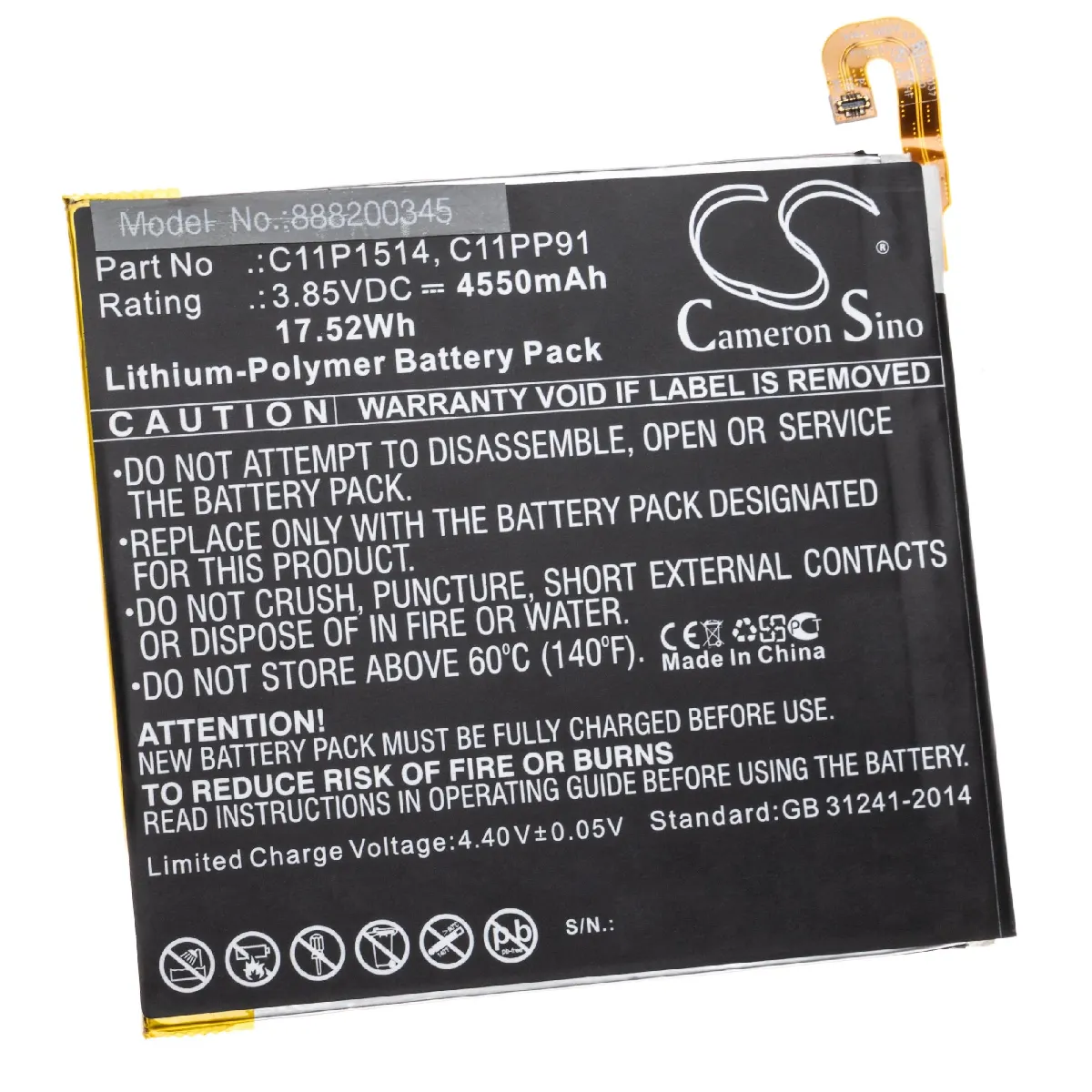 vhbw Li-Polymère batterie 4550mAh (3.85V) pour tablette tablet Asus Zenpad 3 8.0, P008, Z581KL, Z8 XLTE, Zenpad Z8, ZT581KL