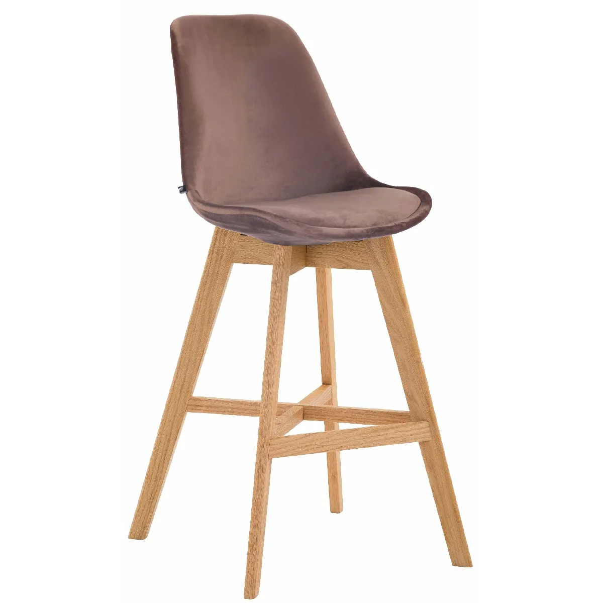 Tabouret de bar chaise haute design scandinave moderne en velours marron TDB10374