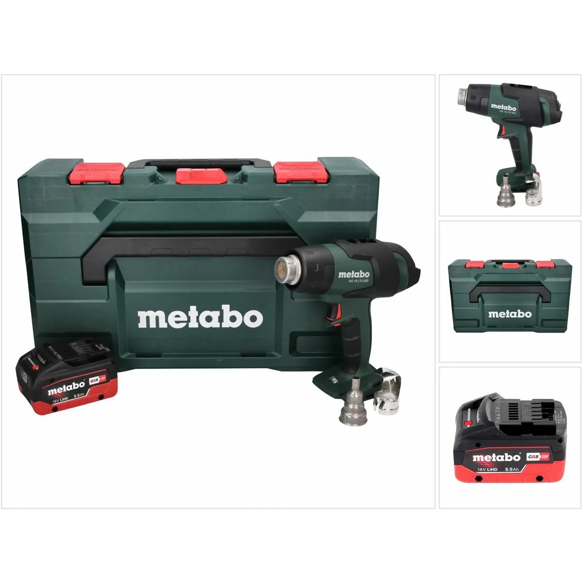 Metabo HG 18 LTX 500 Souffleur d'air chaud sans fil 18 V 300 - 500 ° C + 1x Batterie 5,5 Ah + Coffret MetaBox - sans chargeur