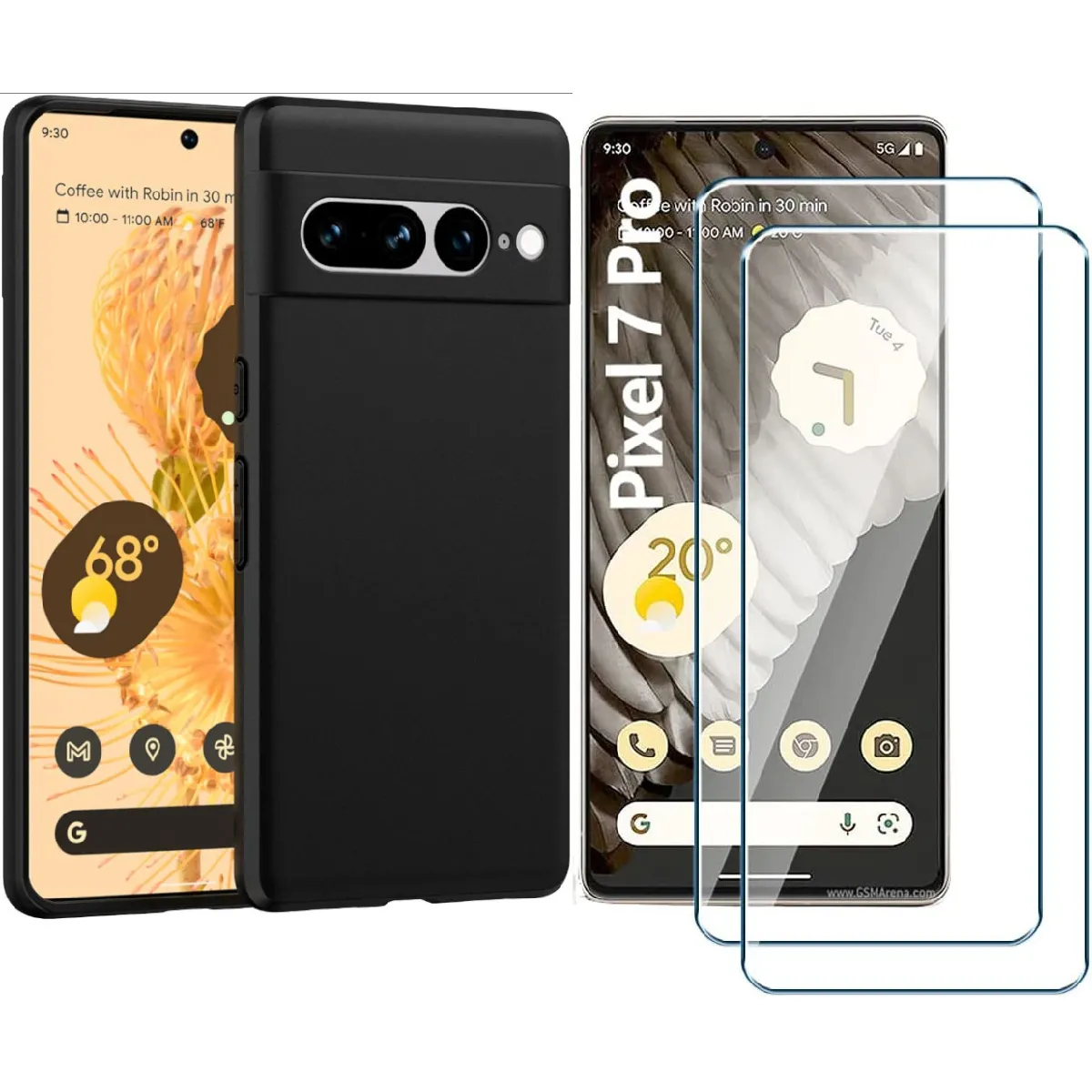 Coque Silicone Noire + 2 Vitres Protection Ecran Pour Google Pixel 7 Pro 5G Little Boutik®