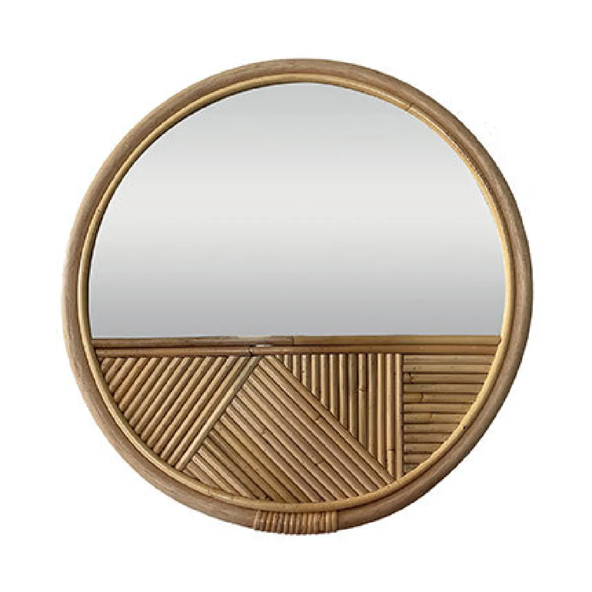 Miroir rond 40x40 cm en rotin naturel tressé et verre