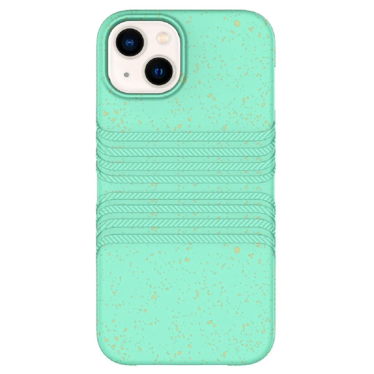 Coque en TPU + paille de blé anti-chute, entièrement biodégradable pour votre iPhone 13 6.1 pouces - bleu ciel