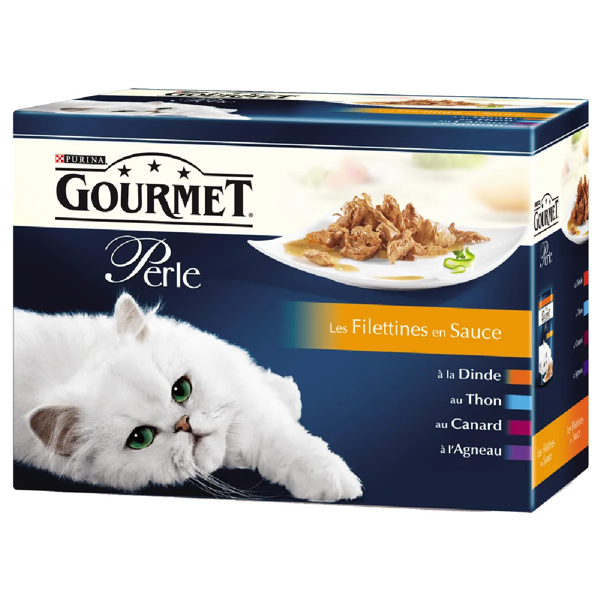 Sachets Perle Les Filettines avec Viandes et Poissons pour Chat - Gourmet - 12x85g