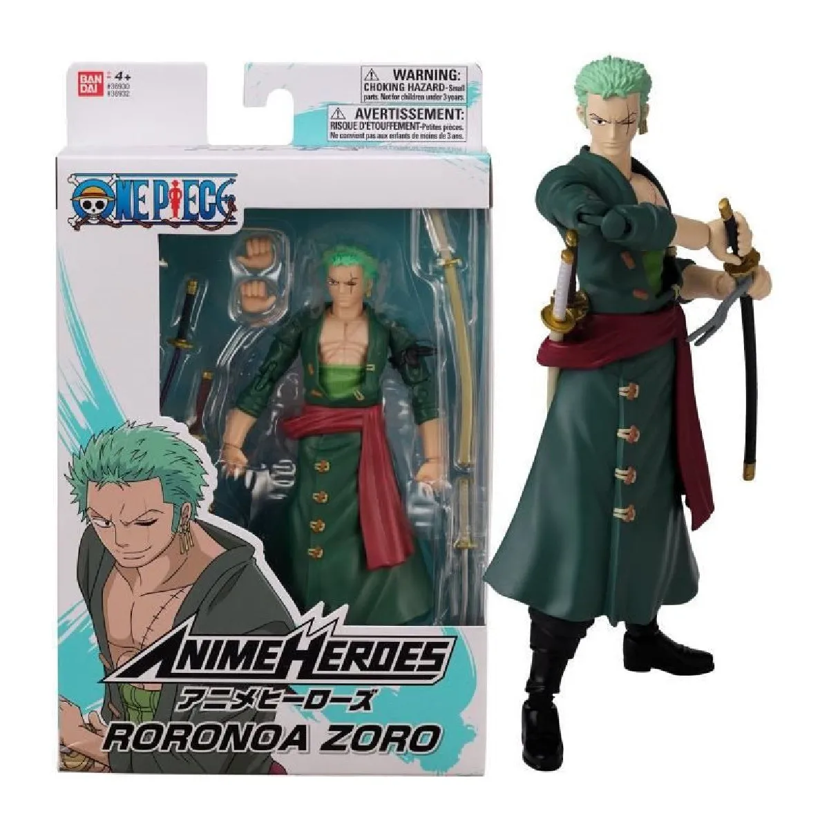 BANDAI Anime Heroes - One Piece - Figurine Anime heroes 17 cm - Roronoa Zoro