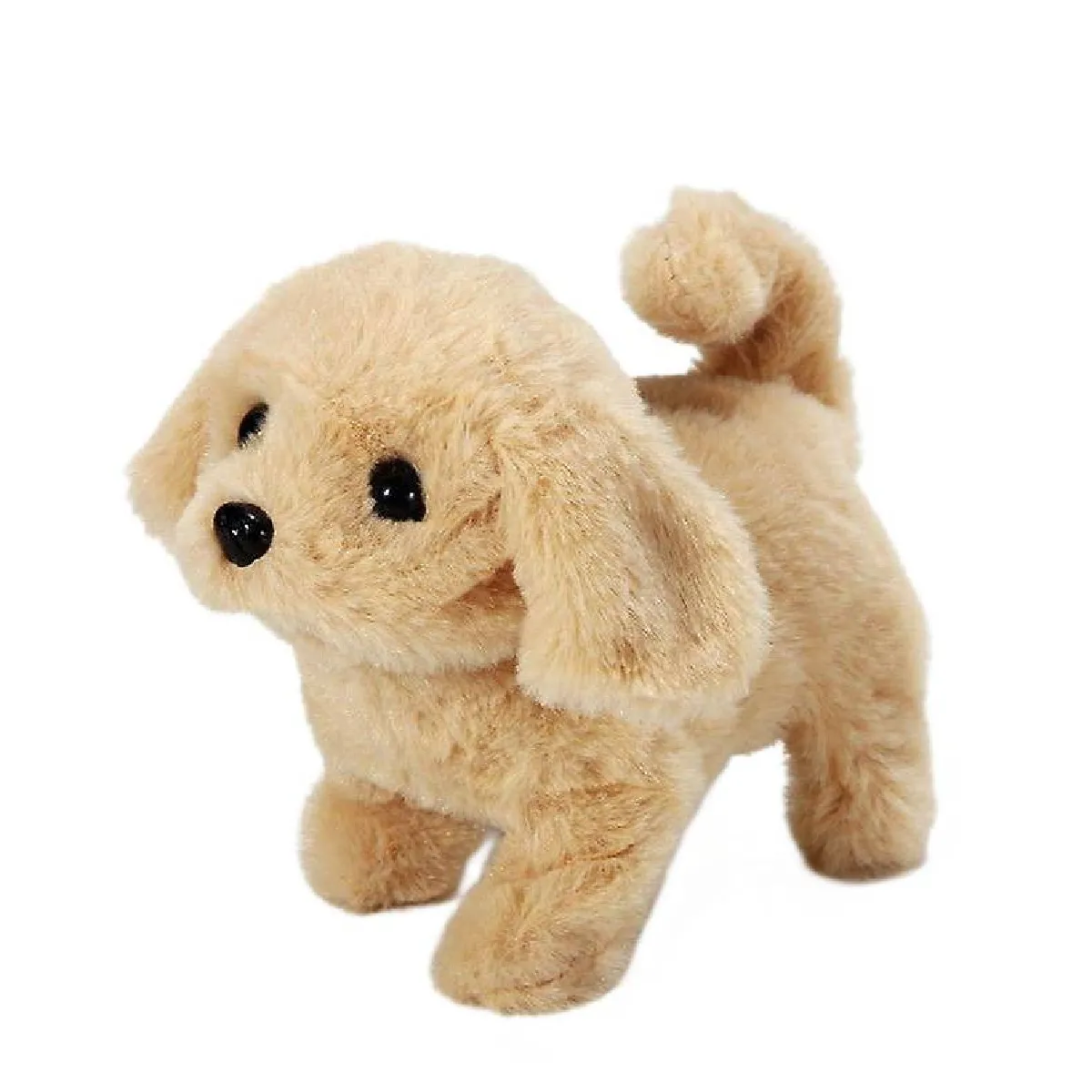 Jouet électrique Simulation douce Chien en peluche Marche Lumineux Chien rugissant Simulation drôle Mouvement Poupée peluche Jouet (E)