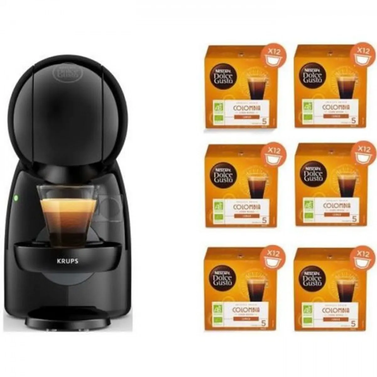 Machine a Cafe KRUPS YY4511FD Nescafé Dolce Gusto Piccolo XS + 6 boites de capsules bio, Cafetiere dosettes, Pression 15 bars,