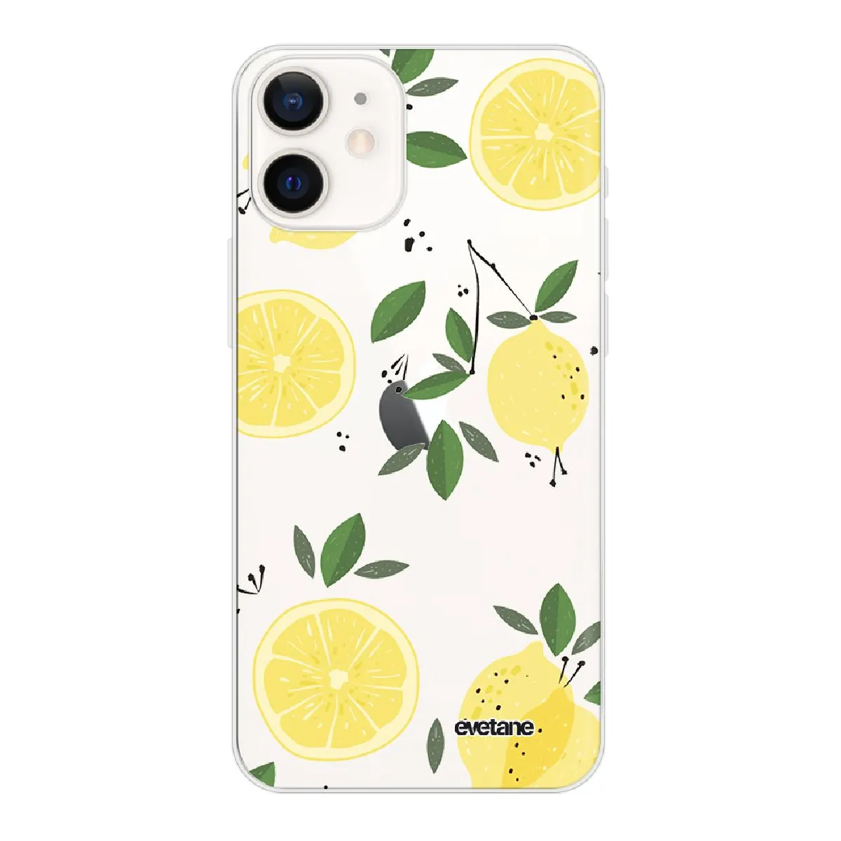 Coque iPhone 12 mini souple transparente Citrons Motif Ecriture Tendance Evetane