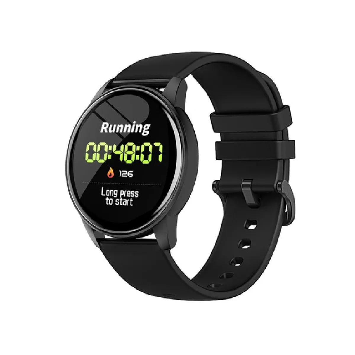 Montre intelligente tactile Homme Tension artérielle Surveillance du rythme cardiaque Montre intelligente ronde Femme Horloge sportive imperméable IOS   Montre intelligente (W8 silicone noir)