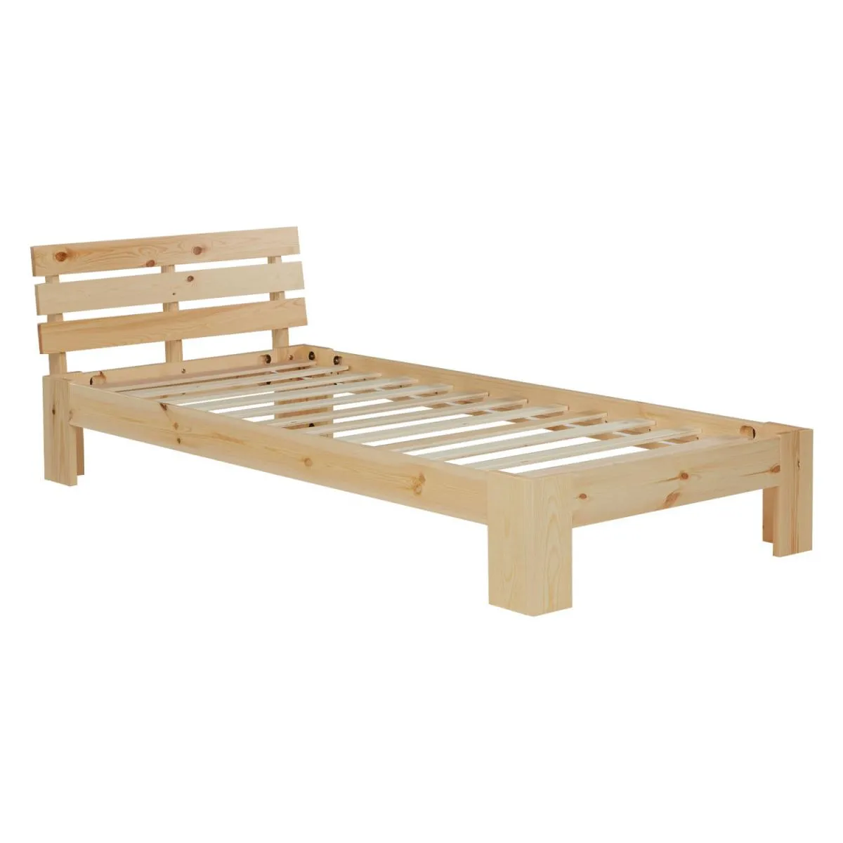 Lit simple en bois 90x200 avec sommier à lattes naturelle