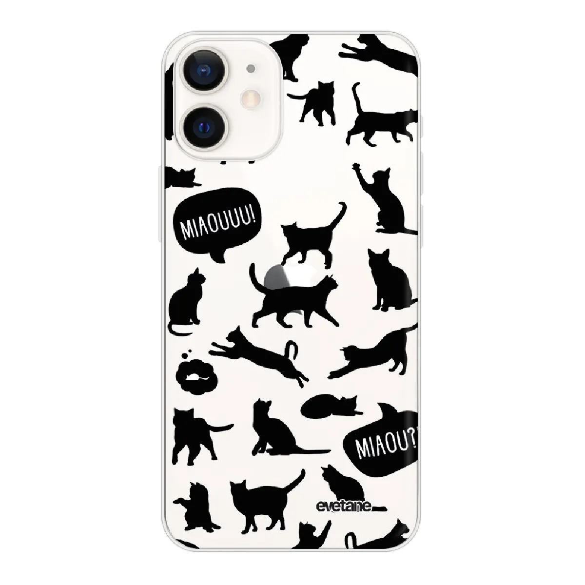 Coque iPhone 12 mini souple transparente Miaou Motif Ecriture Tendance Evetane