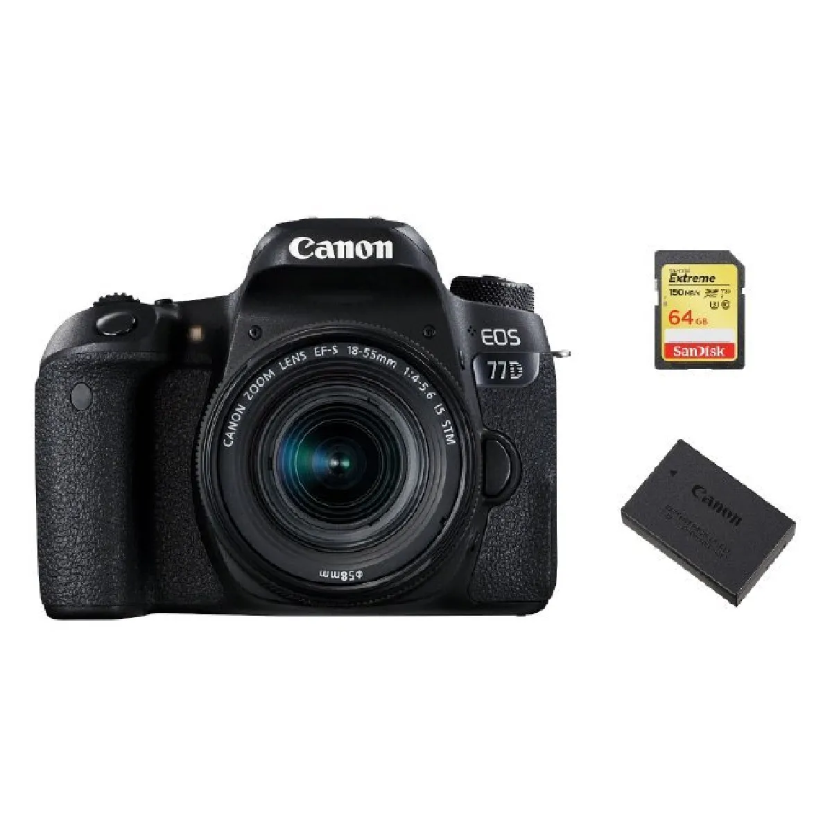 CANON EOS 77D KIT EF-S 18-55mm F4-5.6 IS STM + 64GB SD card + LP-E17 Battery