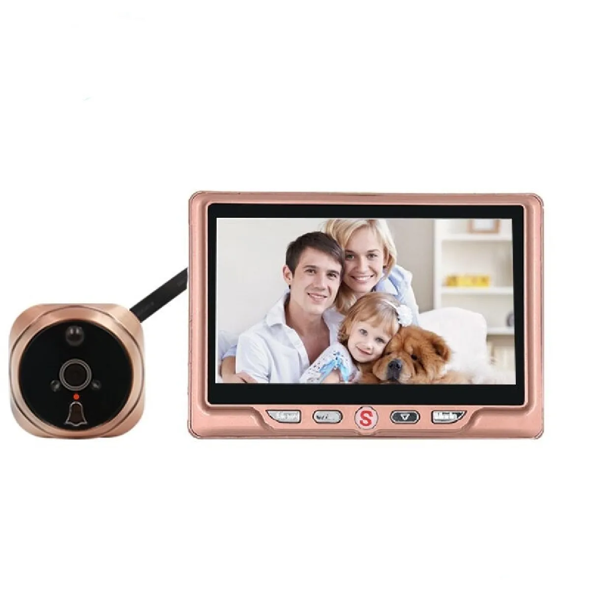 Portier vidéo Visiophone sans fil Interphone 4,3 pouces LCD porte caméra enregistrable enregistrement détection de mouvement oeil sonnette or rose