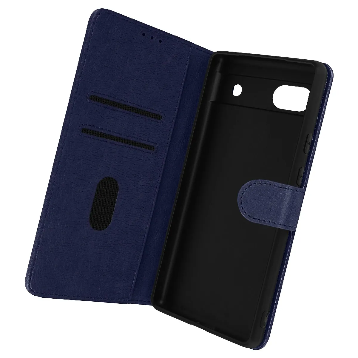 Housse Google Pixel 6A Clapet Portefeuille Fonction Support Vidéo bleu nuit