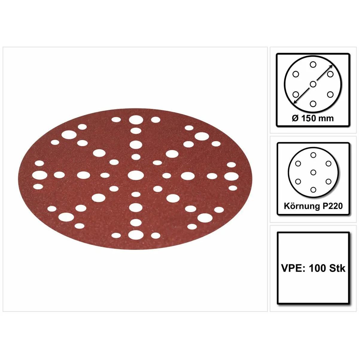 Festool STF D150/48 Meules Ruby 2 P220 150 mm - 100 pièces (2x 575193) pour RO 150, ES 150, ETS 150, ETS EC 150, LEX 150, WTS 150, HSK-D 150