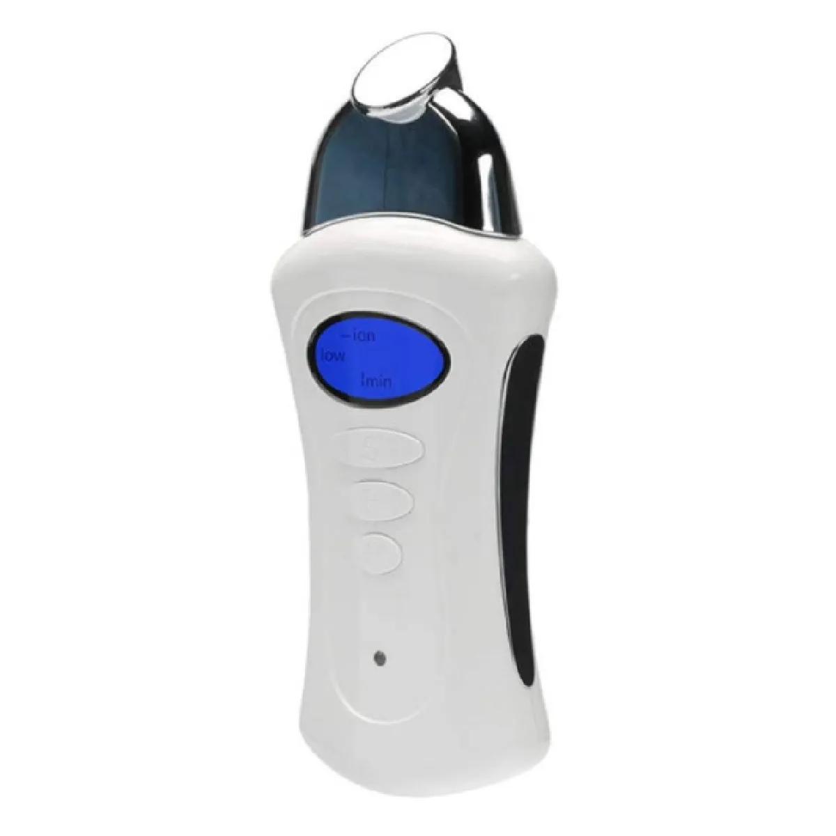 Mini appareil de beauté électrique USB Appareil portable d'électrothérapie ionique à micro courant avec 3 têtes de massage Outils de soins du visage LCD(Blanc)