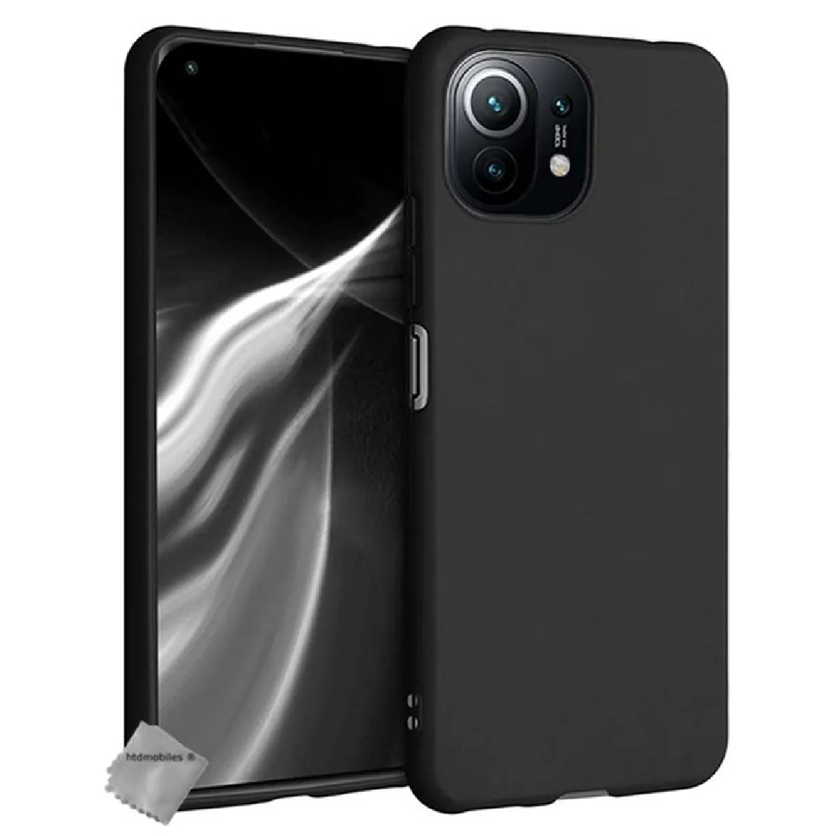 Coque silicone gel fine pour Xiaomi Mi 11 Lite 4G / 5G / 5G NE + film ecran - NOIR