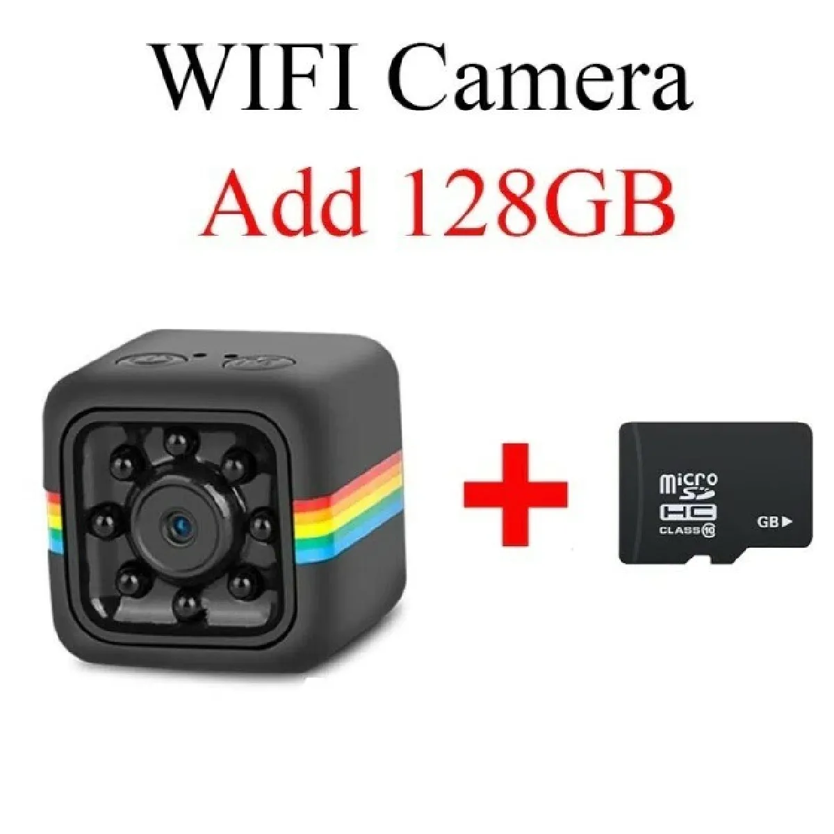 Mini caméra de Sport sans fil WIFI SQ11, Caméscope à Vision nocturne 1080P HD, Micro DVR, Vidéo DV + Carte Micro SD 128 G