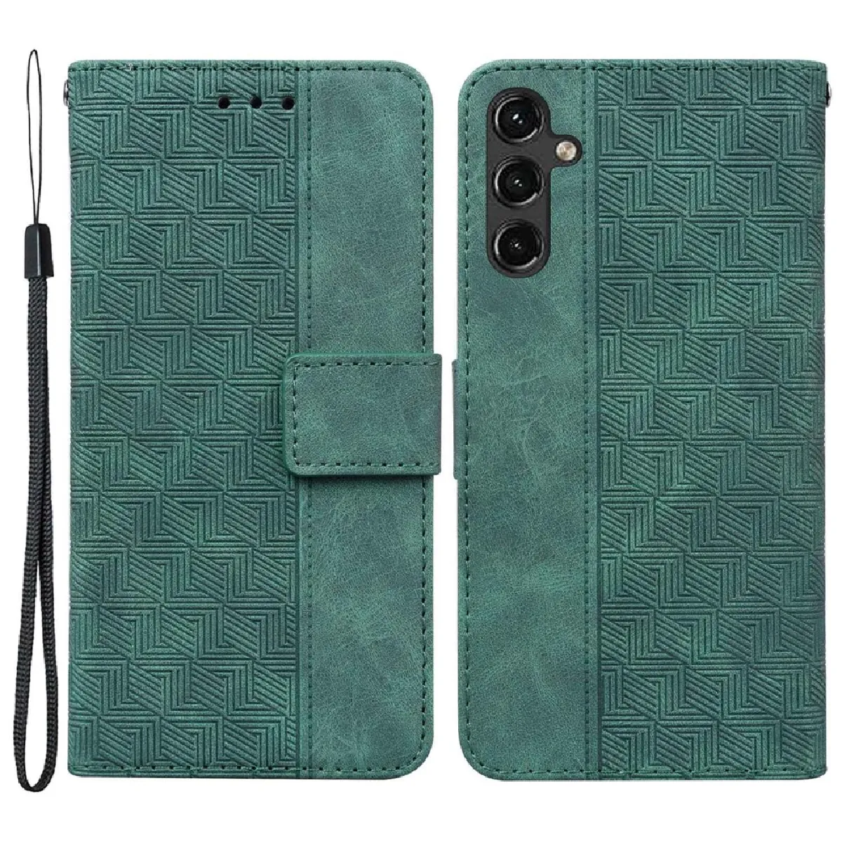 Etui en PU + TPU motif géométrique avec support et sangle pour votre Samsung Galaxy A14 5G - vert