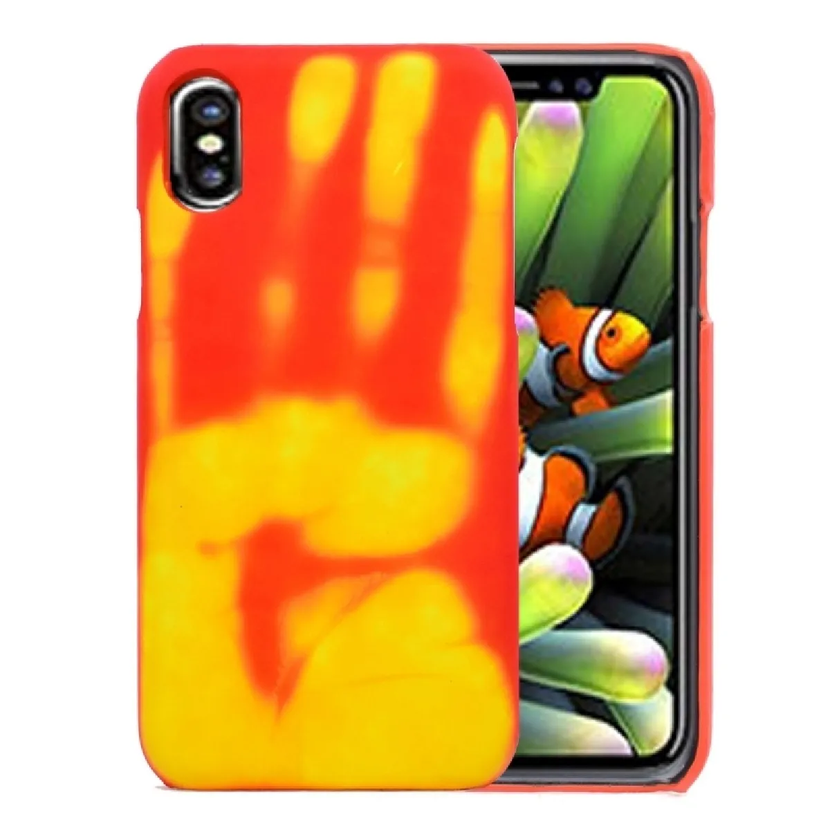 Capteur thermique décoloration cas de couverture arrière pour iPhone X / XS (Orange)