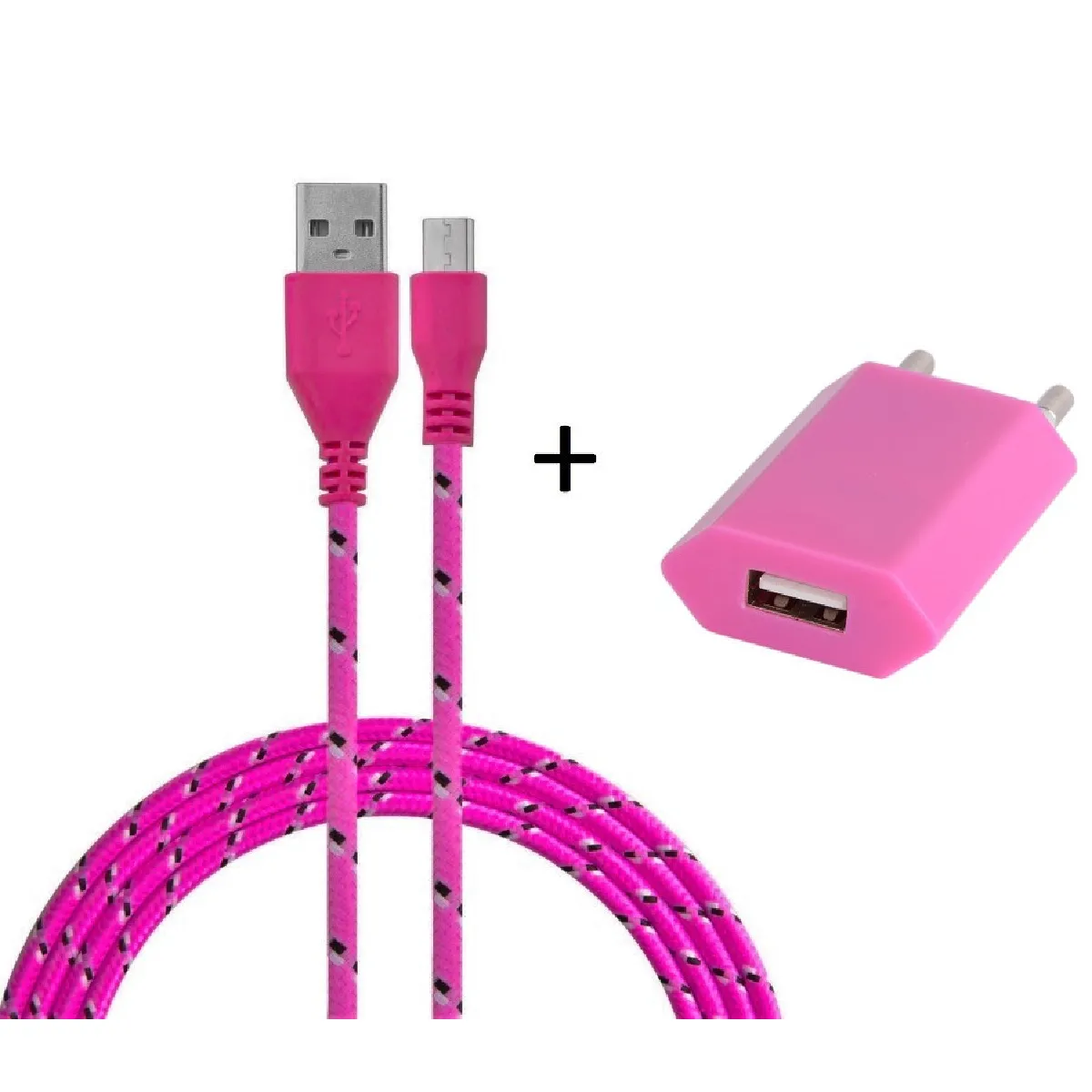 Pack Chargeur pour Manette Xbox One Smartphone Micro-USB (Cable Tresse 3m Chargeur + Prise Secteur USB) Murale Android Universe (ROSE BONBON)