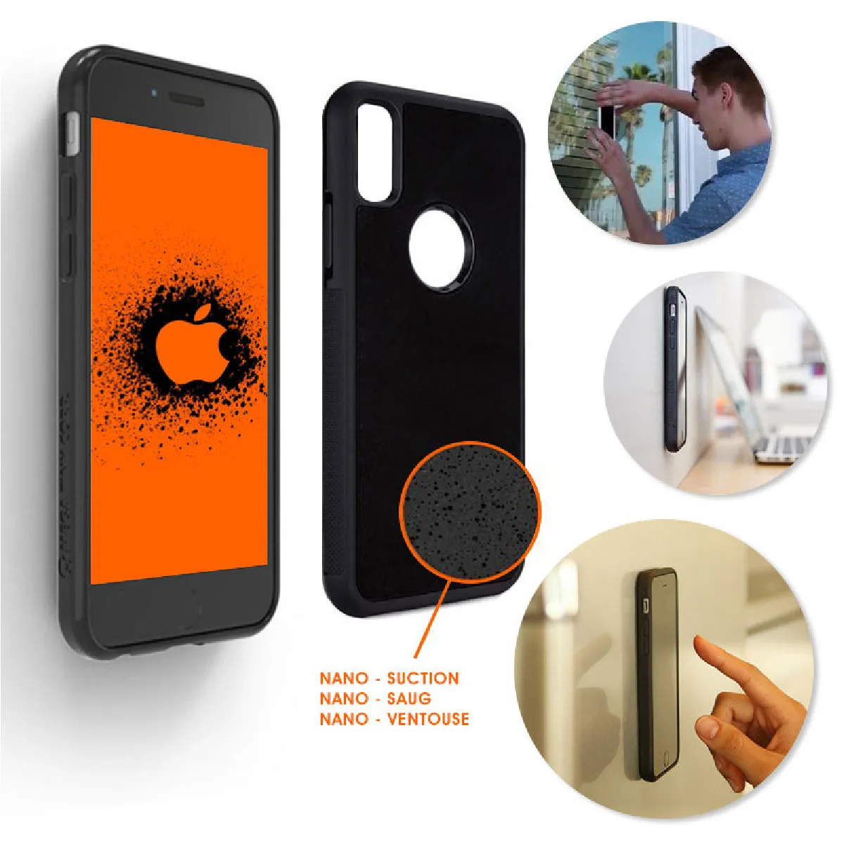 Coque Anti-gravité pour iPhone 8+ / 8S+ avec Nano Ventouse pour une Adhérence sur Surfaces Lisses