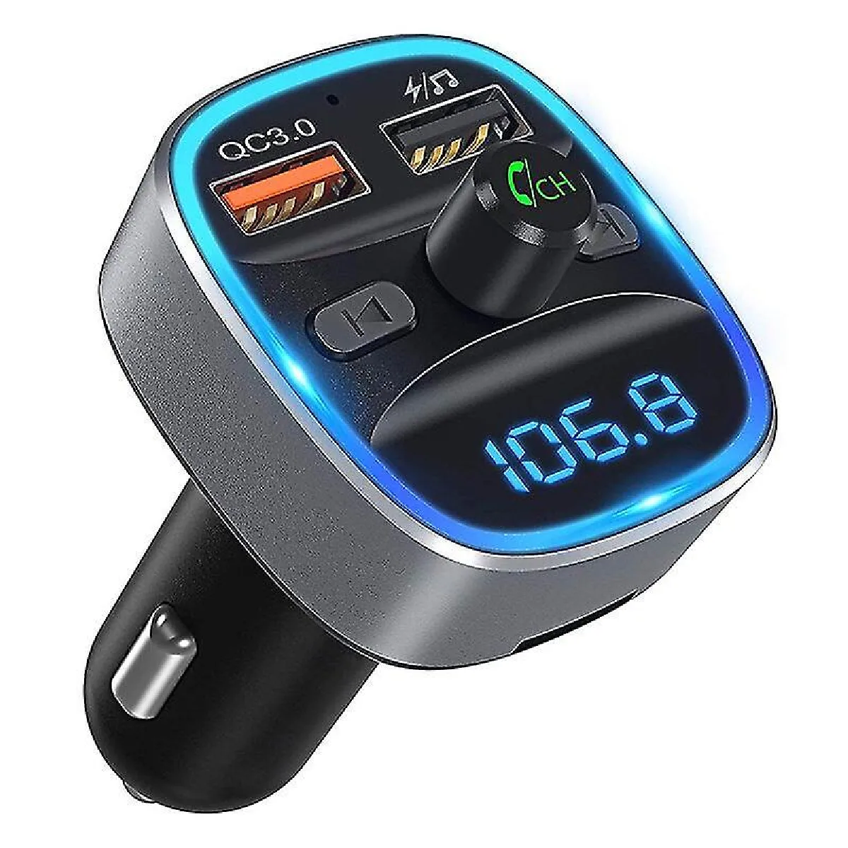 Voiture Bluetooth compatible récepteur mp3 lecteur émetteur FM Adaptateur audio Hands Free Car Kit QC3.0 Charge rapide T25S