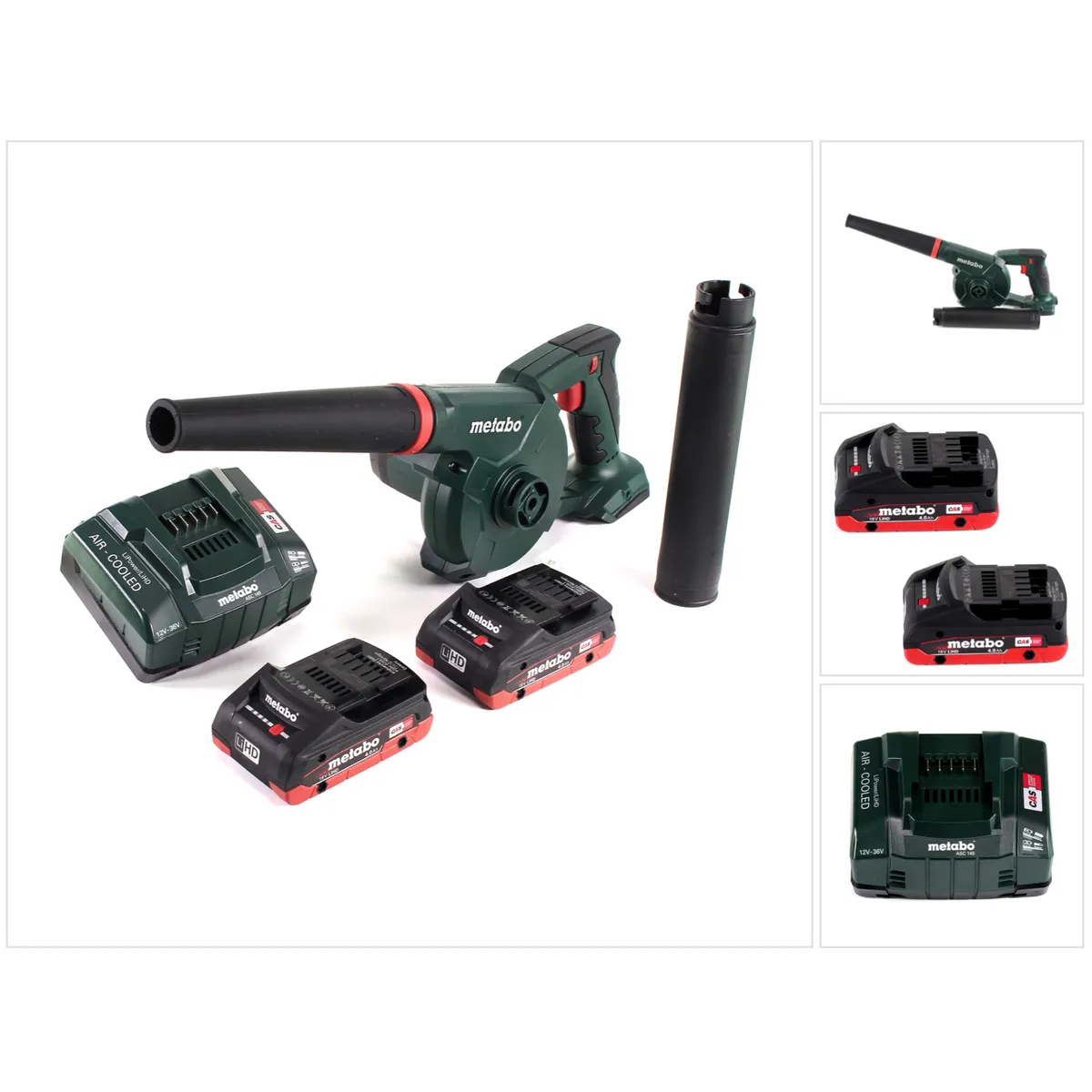 Metabo AG 18 Souffleur sans fil 18 V + 2x Batteries LiHD 4,0 Ah + Chargeur