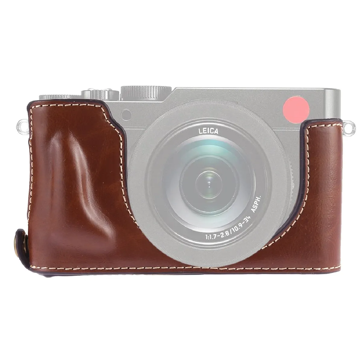 Demi étui de protection appareil photo Demi-boîtier de caméra en cuir PU avec filetage 1/4 de pouce pour Leica DLUX TYP 109 café