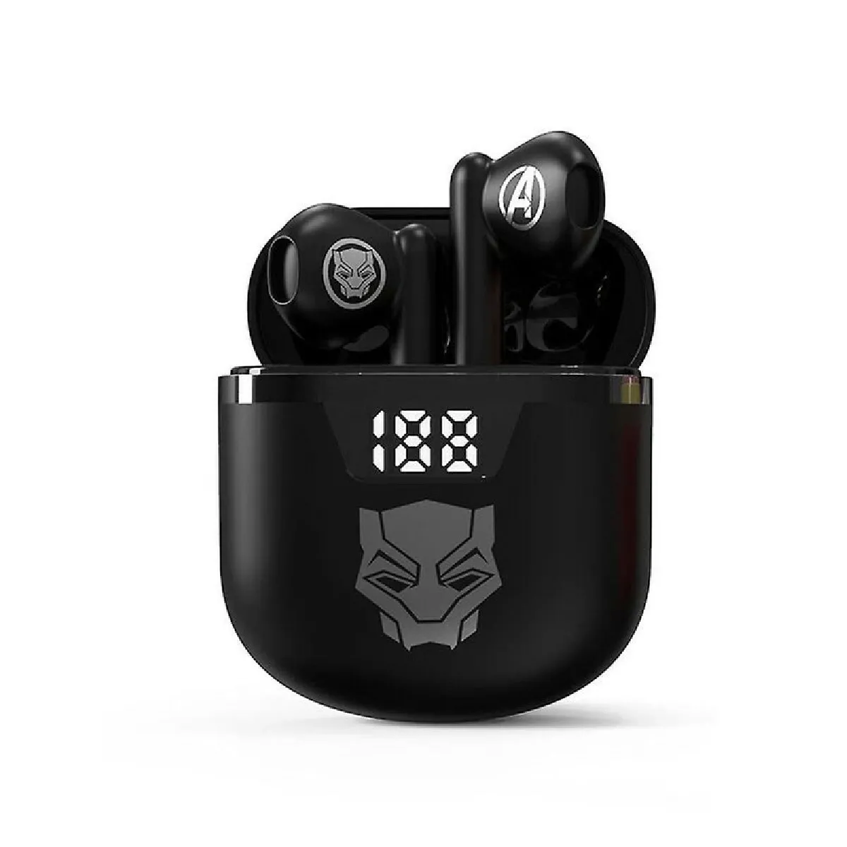 Écouteurs sans fil Chronus Marvel TWS True, casque semi-intra-auriculaire à affichage numérique à LED, réduction du bruit à double micro 5.0, contrôle tactile des écouteurs Bluetooth, pour jeu de travail sportif(noir)