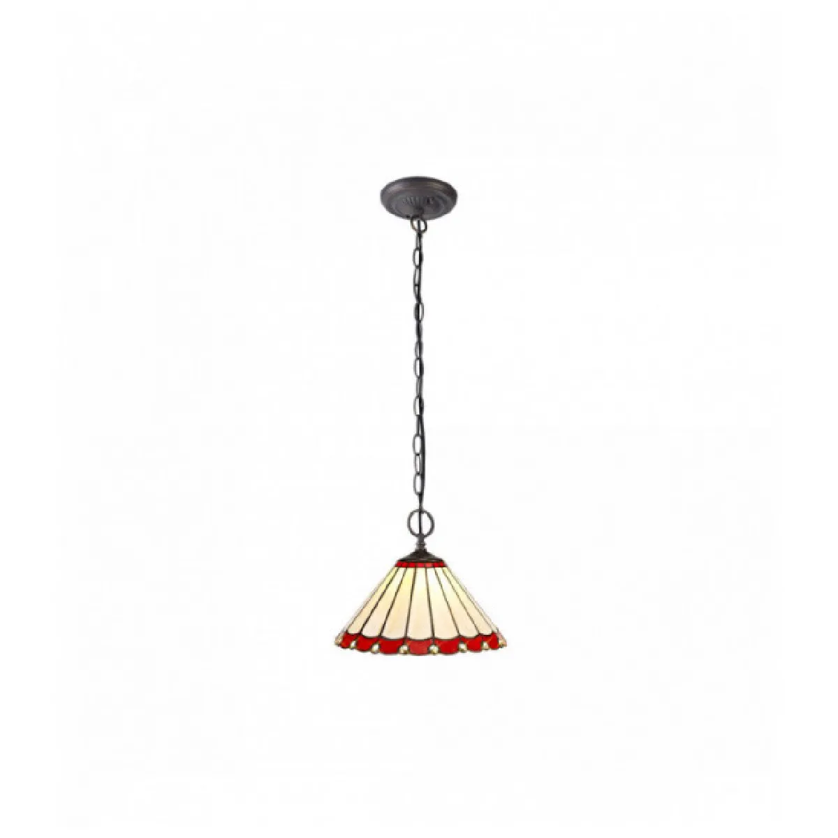 Suspension style Tiffany Calais 2 Ampoules Rouge 40,5 Cm