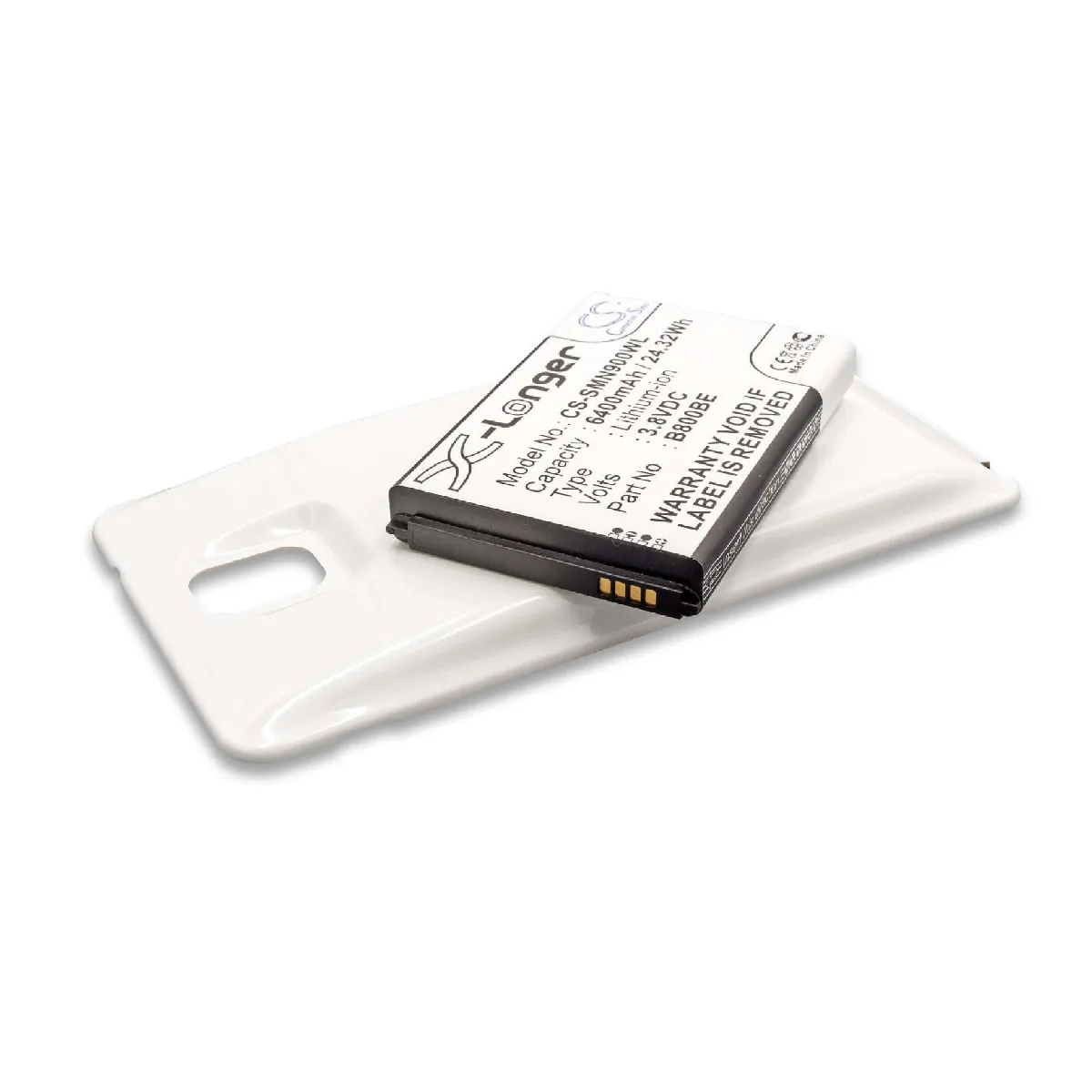 Batterie étendue vhbw 6400mAh (3.8 V) pour smartphone Samsung Galaxy Note 3, Galaxy Note III, SC-01F remplace B800BE, B800BK, B800BU.