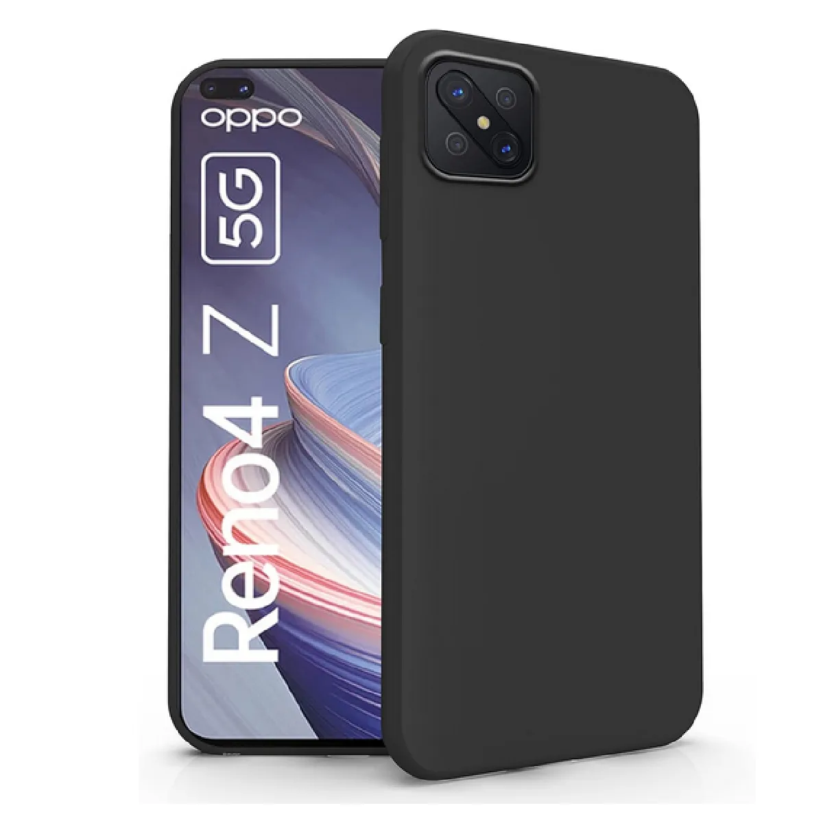 Coque pour Oppo Reno 4 Z 5G - housse etui silicone gel fine + verre trempe - NOIR