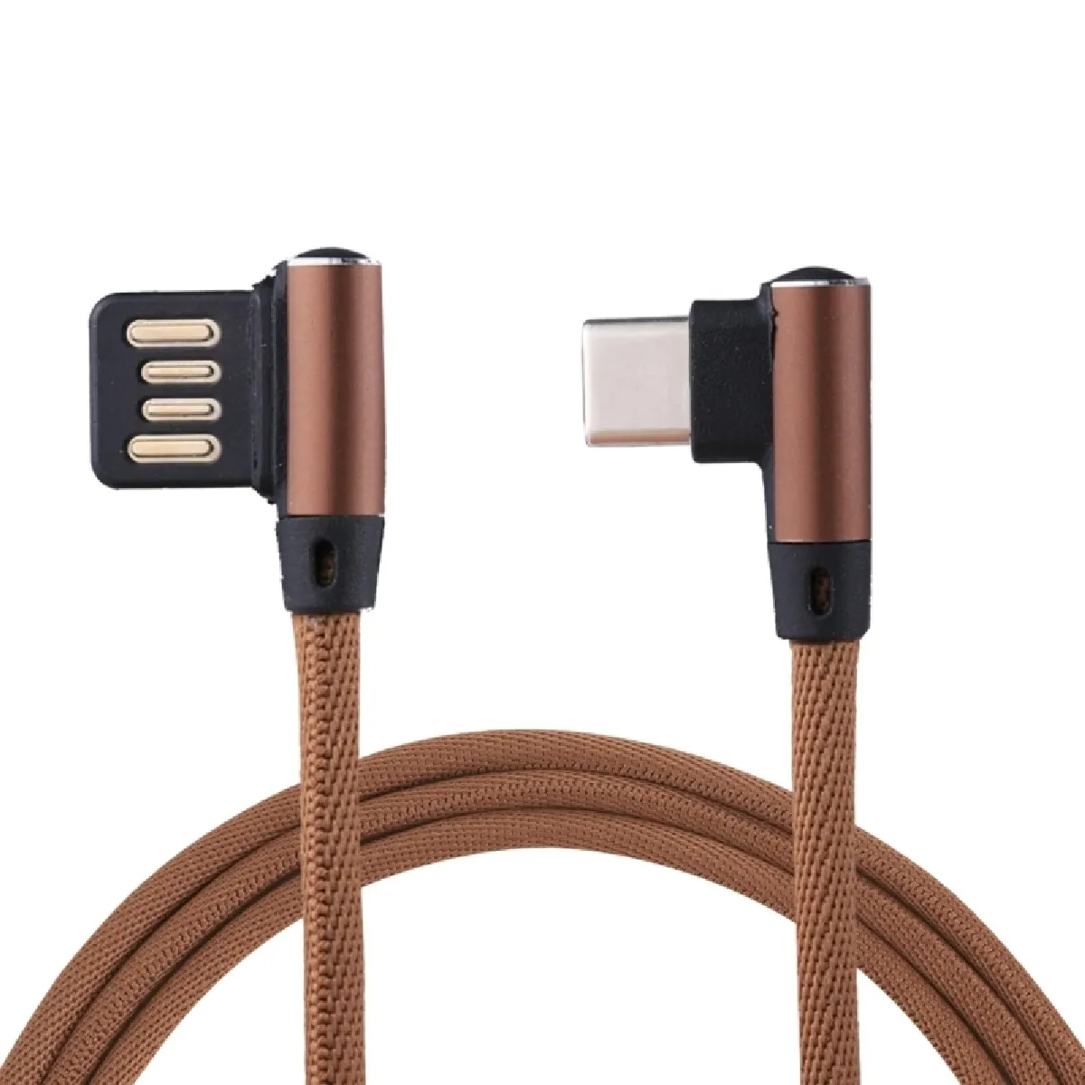 Câble café pour Samsung Galaxy S8 et S8 + / LG G6 / Huawei P10 P10 Plus / Oneplus 5 autres Smartphones 1m 2.4A Sortie USB à USB-C / Type-C Double Coude Conception Nylon Weave Style Data Sync de Recharge