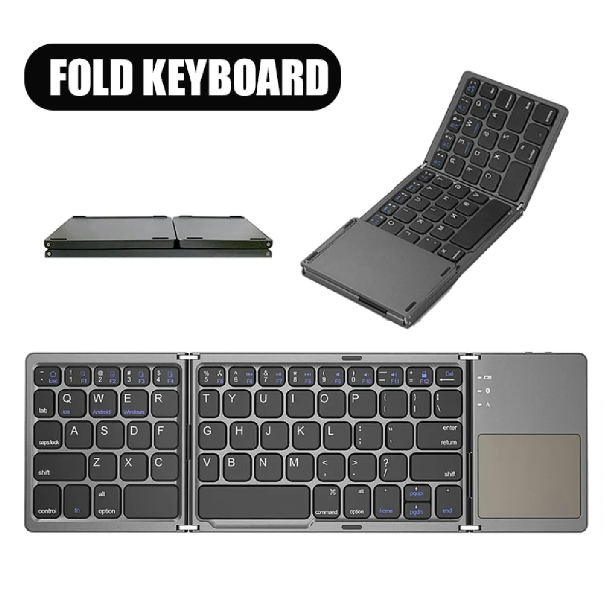 Clavier sans fil pliable iPad Bluetooth Clavier PC Portable Tablette Samsung Xiaomi Téléphone Portable Ordinateur   Clavier(Le noir)