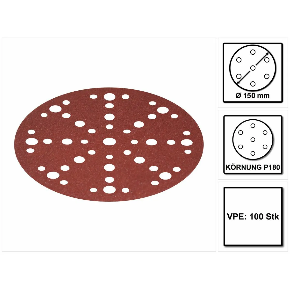 Festool STF D150/48 Meules Ruby 2 P180 150 mm - 100 pièces (2x 575192) pour RO 150, ES 150, ETS 150, ETS EC 150, LEX 150, WTS 150, HSK-D 150