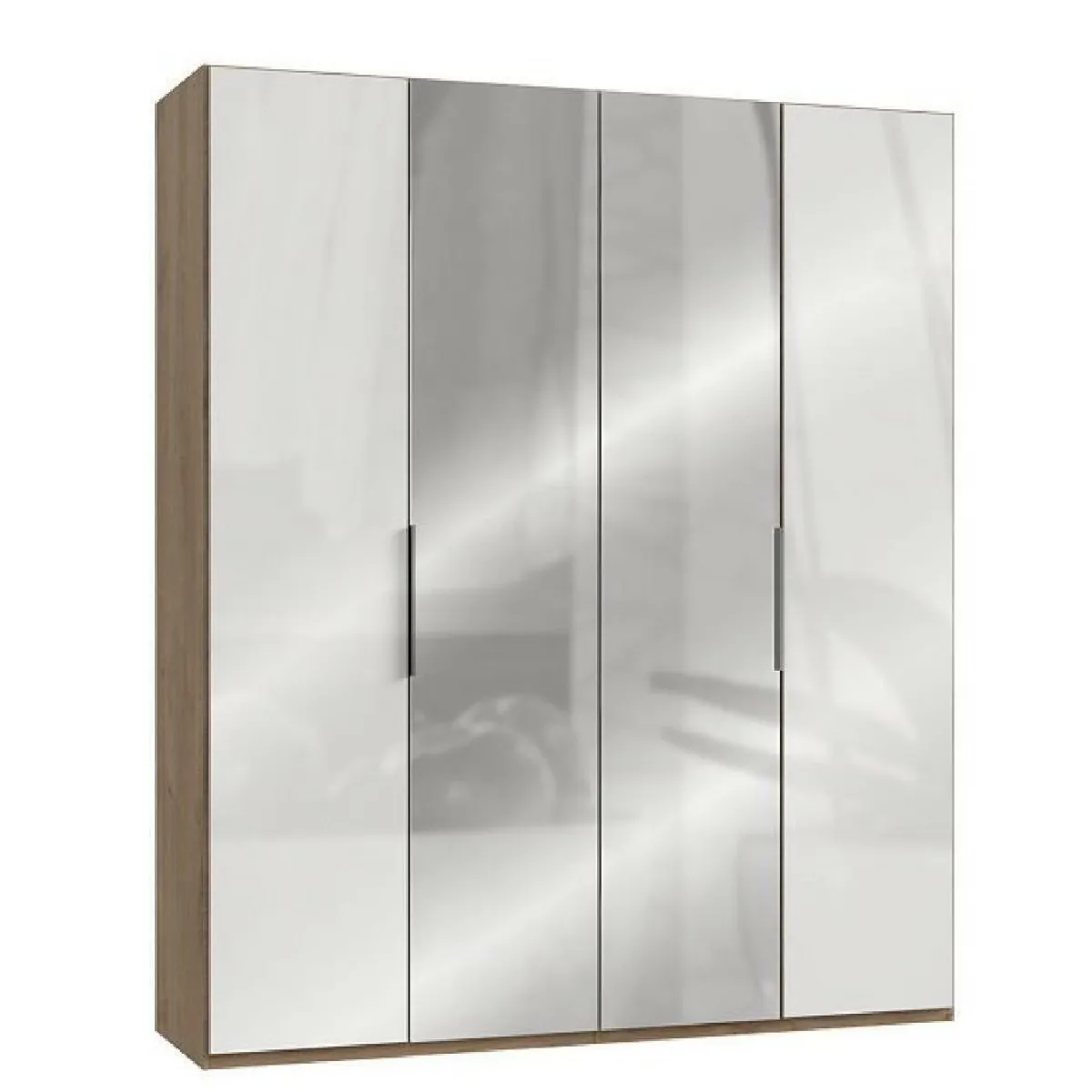 Armoire penderie LISEA 2 portes verre blanc 2 portes miroir 200 x 236 cm HT