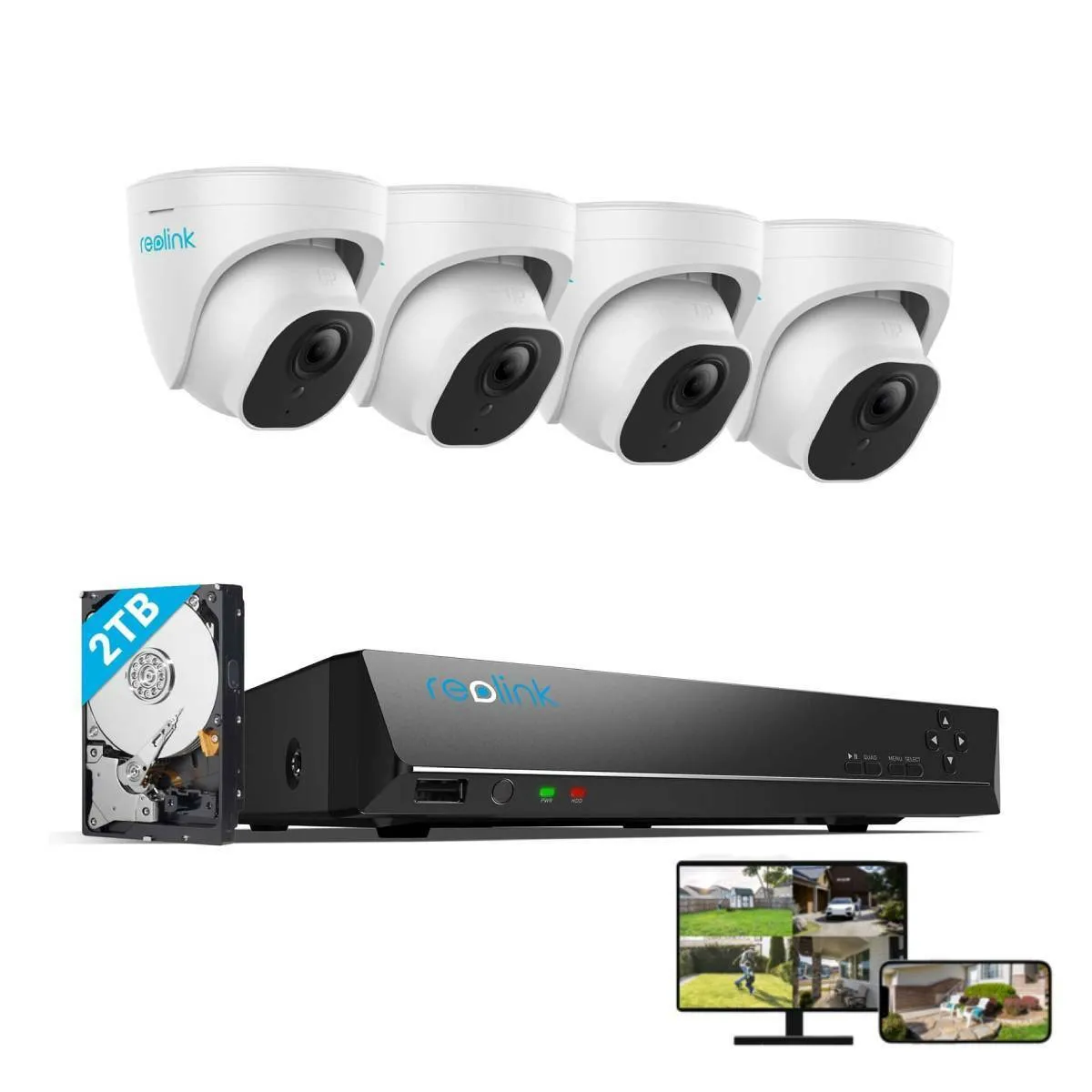 Reolink Kit Vidéo Surveillance avec 5MP 4X Caméra IP PoE et 8CH 2To NVR, Détection Personne/Véhicule, Vision Nocturne 30m avec Audio