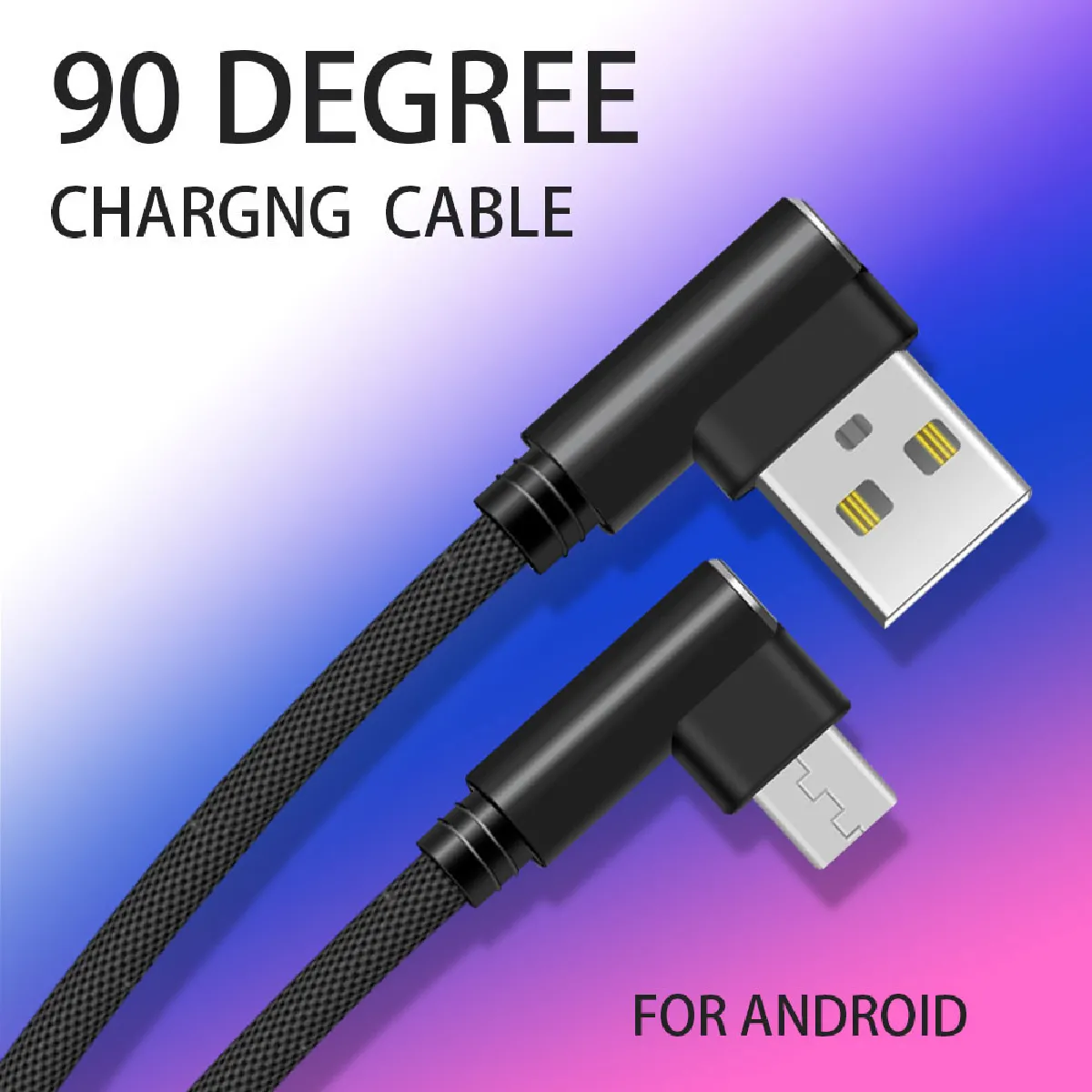 Cable Fast Charge 90 degres Micro USB pour AMAZON Fire HD 8 Smartphone Android Connecteur Recharge Chargeur Universel (NOIR)