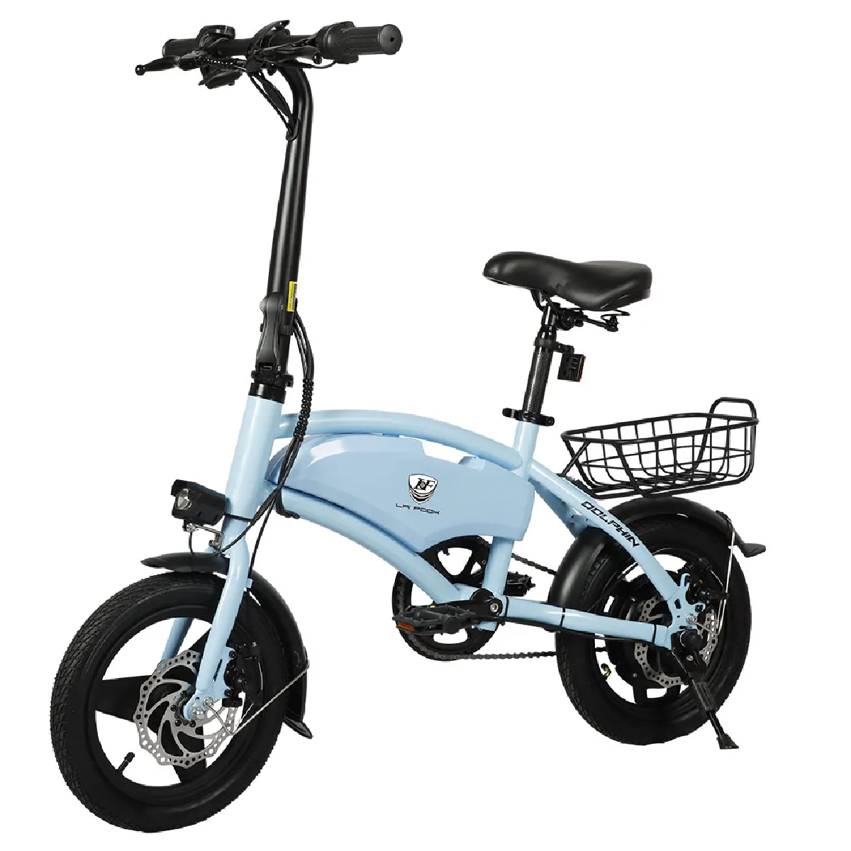 Vélo électrique pliable LAIFOOK Dolphin, moteur 250 W, batterie 36 V 7,8 Ah, pneu 14 pouces, vitesse maximale de 25 km/h, autonomie de 40 km, freins à disque, écran LCD - Bleu