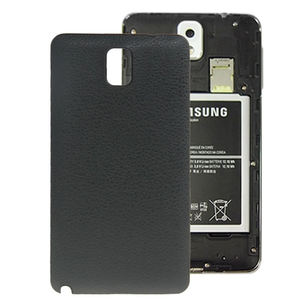 Coque arrière noir pour Samsung Galaxy Note III / N9000 Litchi Texture Placage Matière Plastique Couverture de Rechange