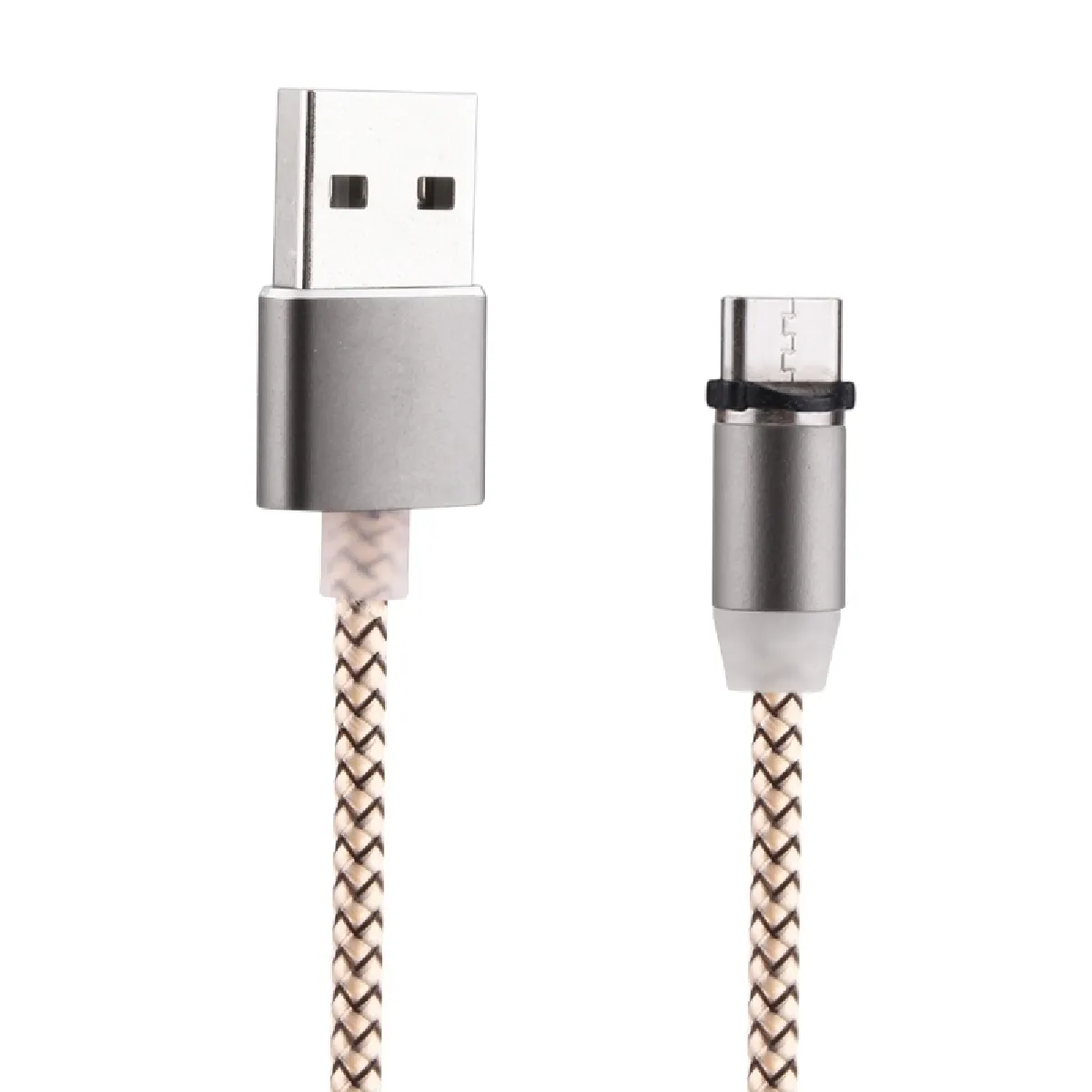 Câble or pour Samsung Galaxy S8 et S8 + / LG G6 / Huawei P10 P10 Plus / Oneplus 5 / Xiaomi Mi6 & Max 2 / autres Smartphones 360 Degrés Rotation 1m Weave Style USB-C / Type-C à USB 2.0 Forte Magnétique Chargeur avec Indicateur LED,