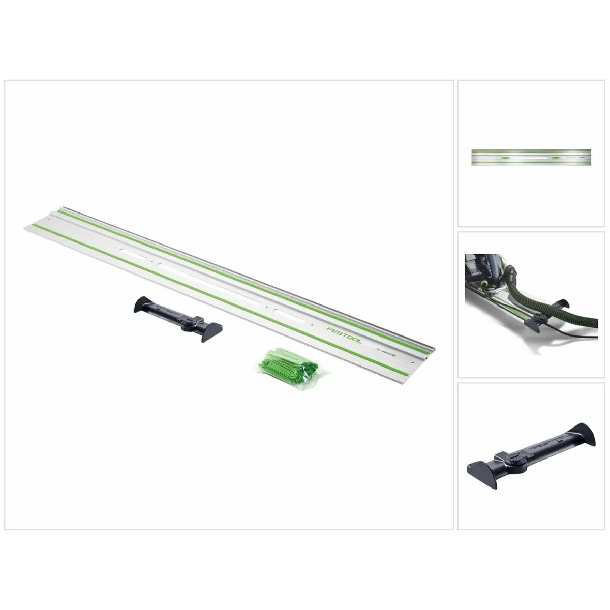 Festool FS 1400/2-KP Rail de guidage 1400 mm, pour scie à main, scie plongeante et scie sauteuse / défonceuse + Butoir FS/2-AW