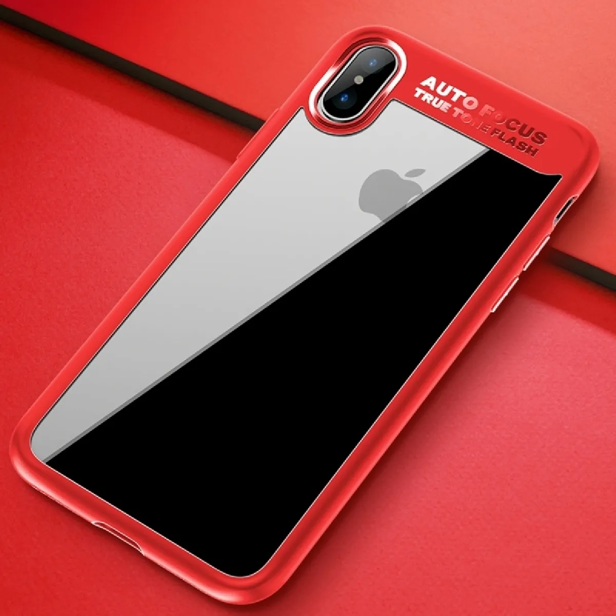 Coque rouge pour iPhone X Ultra-mince TPU + PC Dropproof Housse de protection