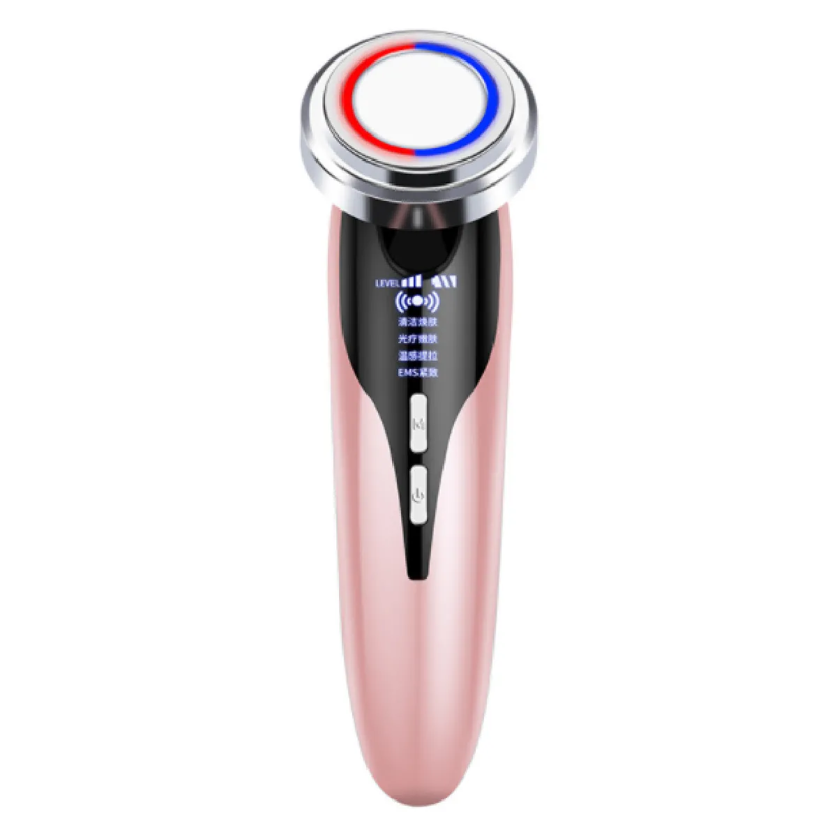 Appareil de beauté pour le rajeunissement de la peau Appareil de beauté à LED pour masseur minceur avec masseur facial à 6 modes pour le levage du visage, vibration, vibration, rides, anti-âge(Rose)