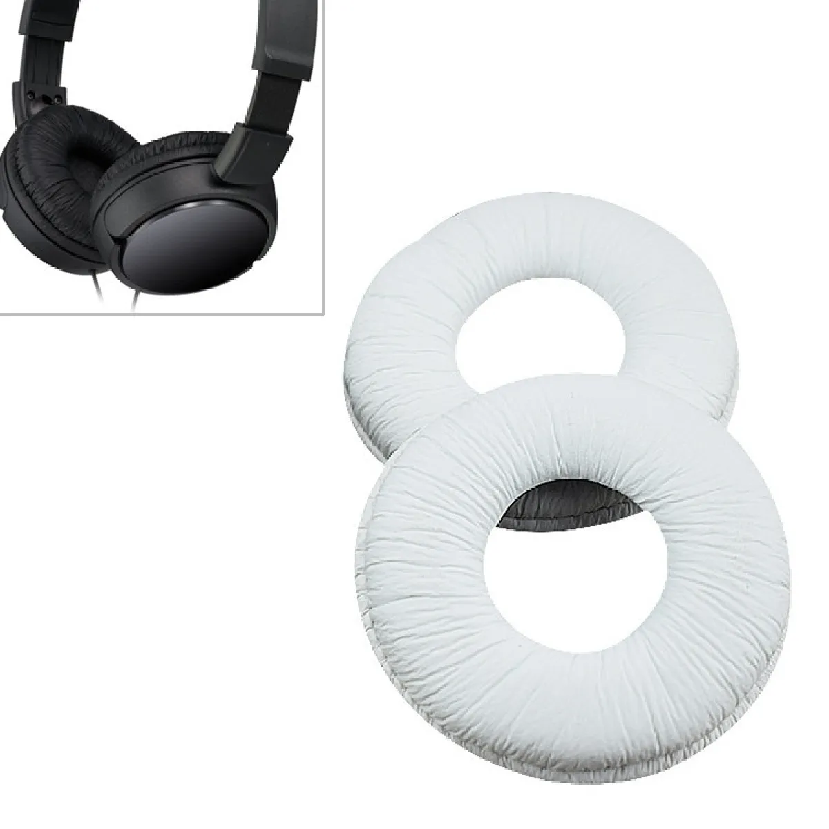 Coussinets Mousse Étui de protection pour casque en éponge avec une paire Sony MDR-ZX110 ZX100 / 300 V150 V300 blanc