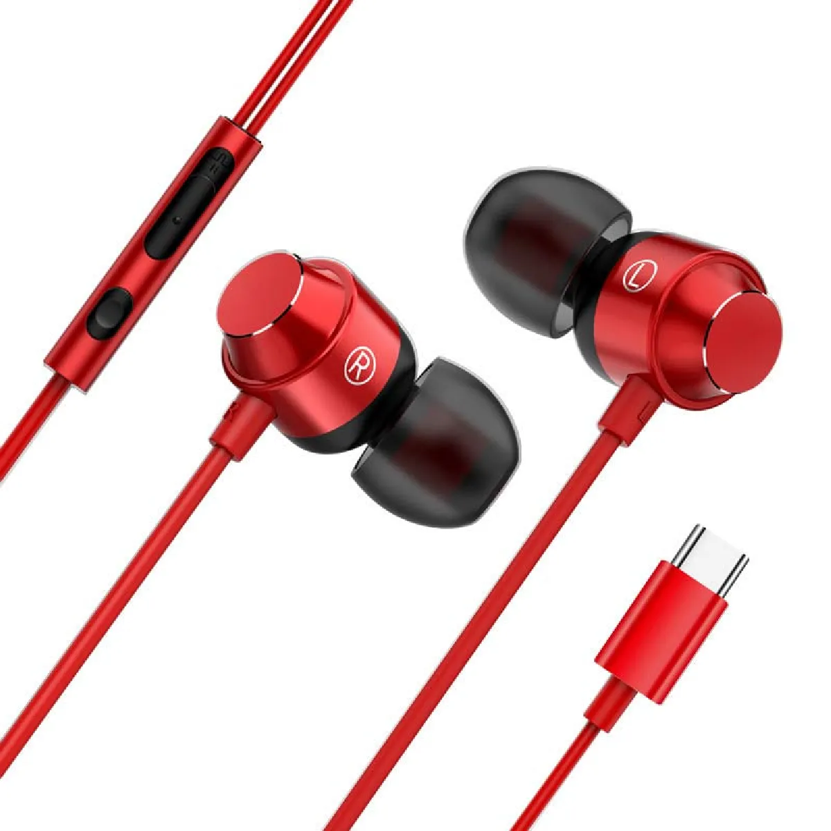 Pour Oneplus 8 7 Pro 6t métal type-c écouteurs intra-auriculaires avec micro fil contrôle basse magnétique casque écouteur