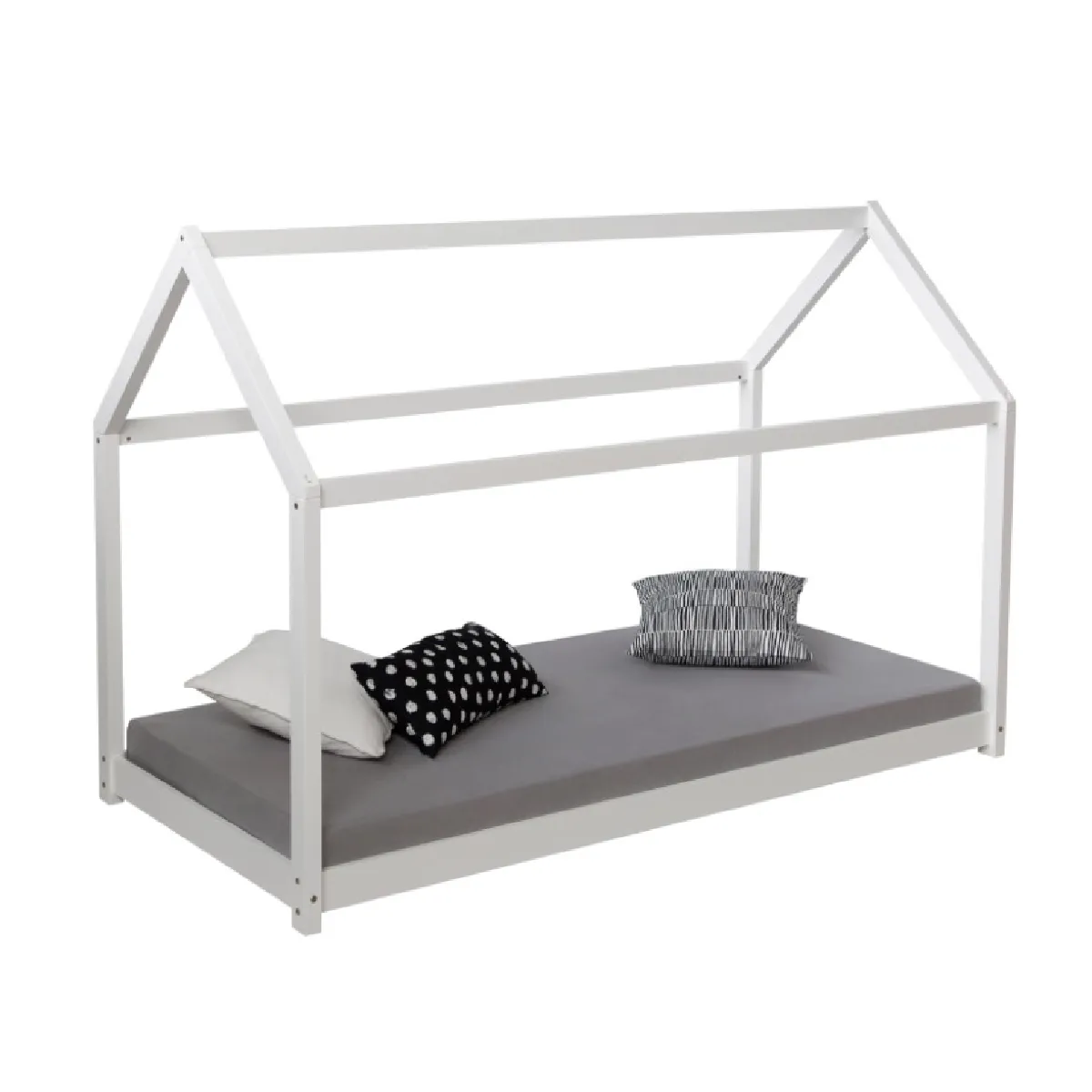 Lit cabane enfant 80 x 160 cm blanc