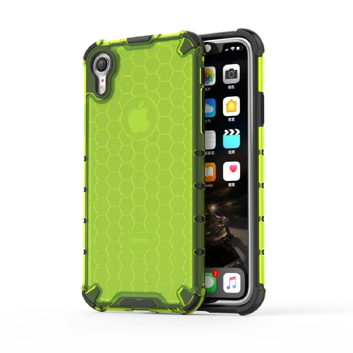 Coque Rigide de protection antichoc Honeycomb PC + TPU pour iPhone XR Vert