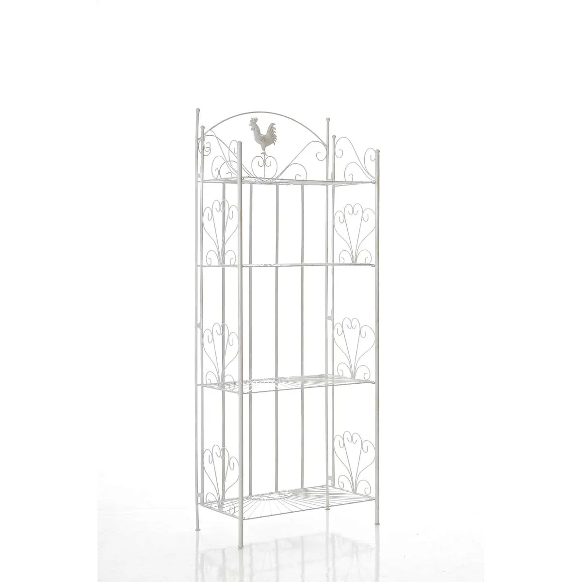 Etagère de rangement support plantes meuble pour terrasse balon salon en métal blanc vieilli 10_0003980