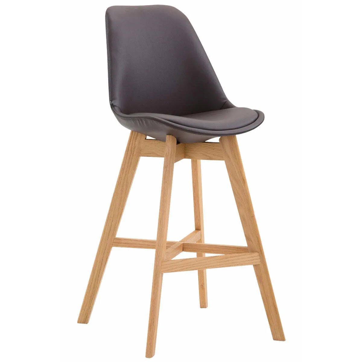 Tabouret de bar chaise haute design scandinave moderne en synthétique marron TDB10389